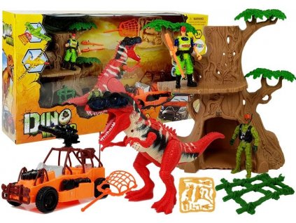 Dinosaur World Figure Set Vehicle Buggy Tree Skeletons Sound