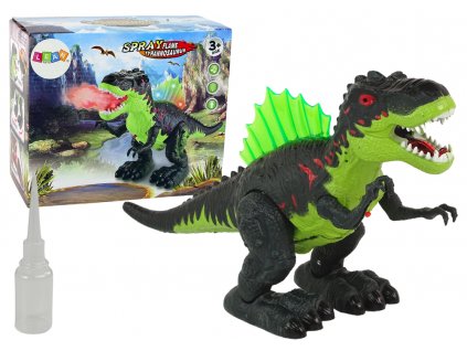 Dinosaurus na baterky, chrlící oheň a páru - zelený