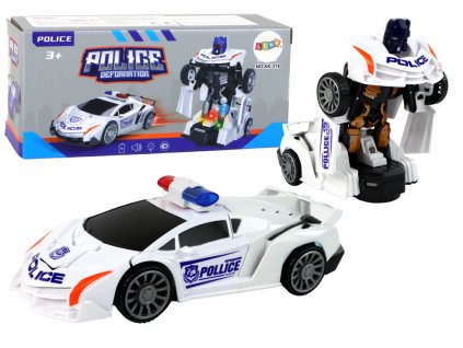 Policejní robotické auto 2v1 bílé