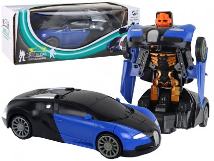 Robotické auto 2v1 Bugatti s modrými světelnými efekty