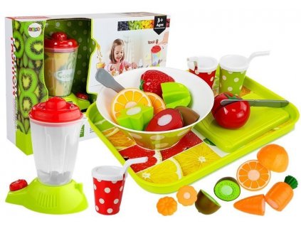 Set of Vegetables and Fruits with a Battery Blender and a Tray