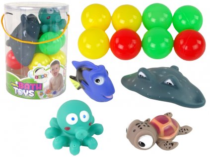 Sada gumových hraček s míčky do vany