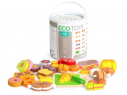Eco Toys Dřevěné potraviny 23 kusů
