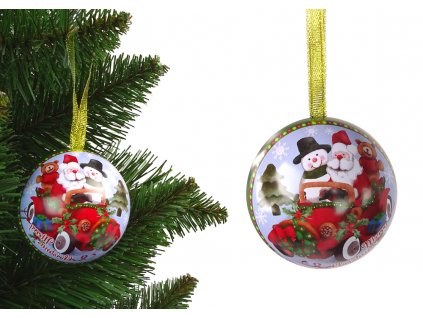 Metal Christmas Tree Decorative Metal Bomb Santa with Snowman Green