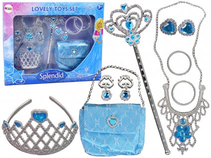 Set for Little Princess Blue Crown Carnival Ball + Accessories.