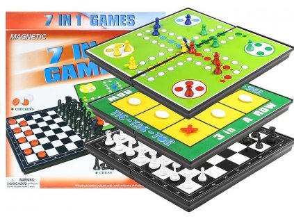 Magnetic Game Board Set 7 in 1 Chess Ludo Backgammon Draughts