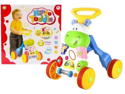 Toddler Baby Push Along Toy Hippo Sounds Rattles Crinkles Mirror