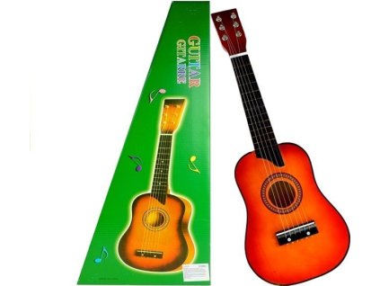 Dětská dřevěná kytara 60 cm s červeným trsátkem