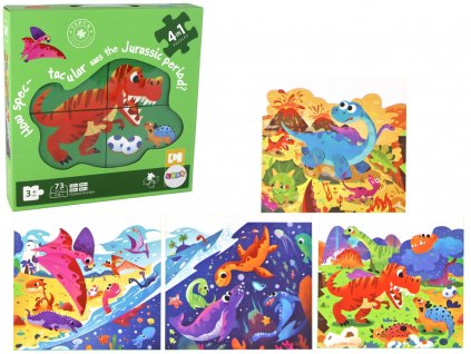 Puzzle Dinosauří svět 4 obrázky 73 dílů