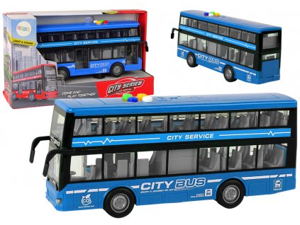 Dvoupatrový autobus na baterie - modrý