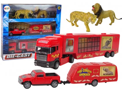 Circus Animals Vehicle Set The Circus Animals Truck + Car with Trailer