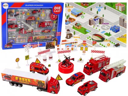 Set of Fire Brigade Vehicles 30 Pieces Rescue Team