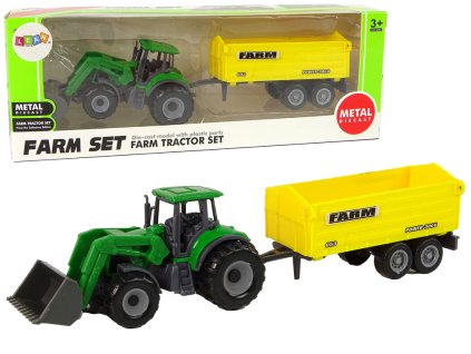 Small Green Tractor With Yellow Trailer