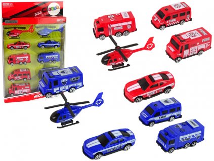 Set of 10 Resorcery Rescue Vehicles Police, Fire Brigade