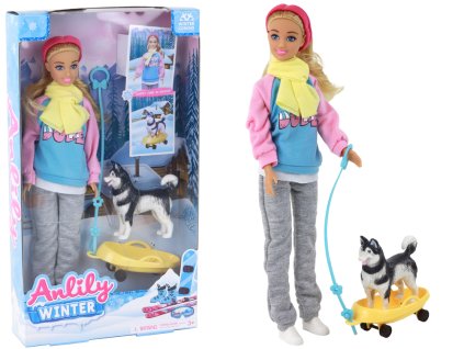 Barbie panenka Anlily s pejskem Husky a doplňky