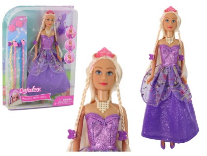 Panenka princezna s fialovými šaty a copánky