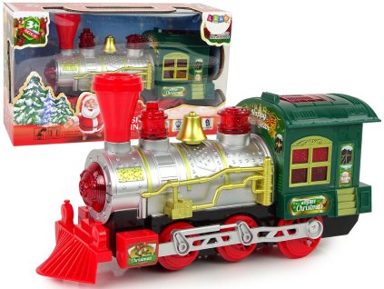 Vánoční lokomotiva se světly a zvuky - zelená