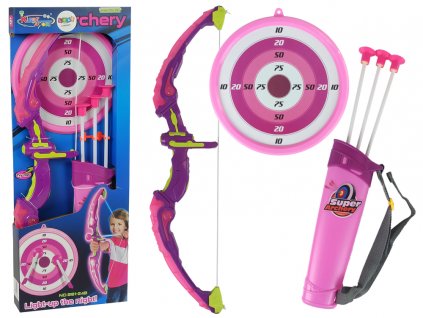 Sporting Bow Shooting Set Shield Arrows Suction Cups Pink