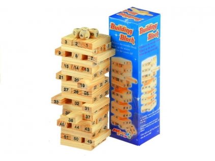 54pcs Wooden Tumbling Tower Blocks Game+Dice