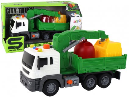 Garbage Truck With Crane Friction Drive Green 1:16