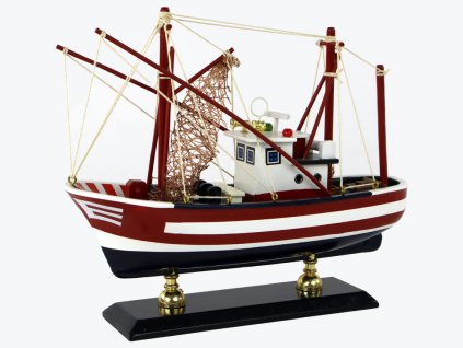 Sběratelský model rybářské lodi červené