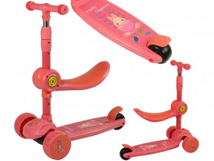 Three-wheeled balance scooter Saddle Pink Music Diodes Rabbit