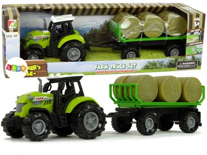 Tractor with Trailer Bale Hay Sound Green