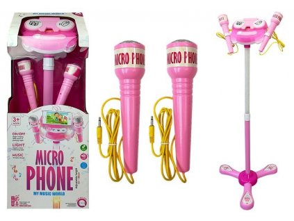 Dětské karaoke mikrofony se stojanem růžové