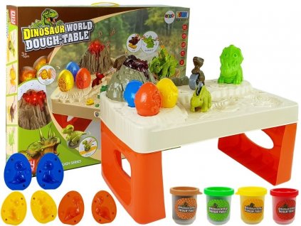 Daisy Play Dough Table Dinosaurs Eggs Mould Volcano with Glowing Lava 4 Colours
