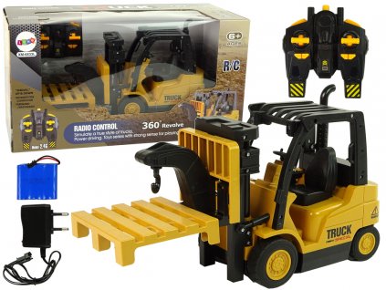 Remote Controlled Forklift Truck 360 Degree Rotation Yellow Pilot