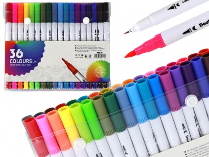 Set of 36 multi-colored double-sided markers in an organizer