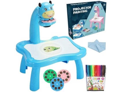 Kreativní stůl pro kreslení s projektorem - modrá kravička