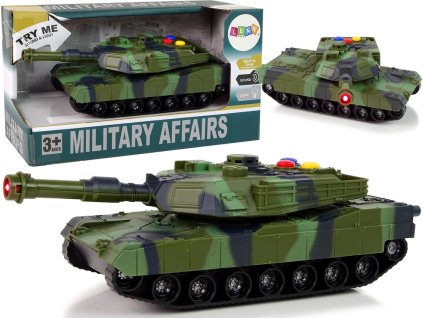 Vojenský tank se zvukem a světlem tmavě zelený