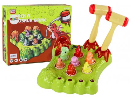 Wack-A-Mole Game Dinosaurs Board Two Hammers Green Lights Sounds