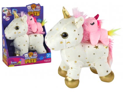 Unicorn Plush Sleeping Animal Lullaby White With Stars Set