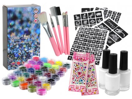 Tattoo set Glitter Sequins Hearts Brushes 187 Designs