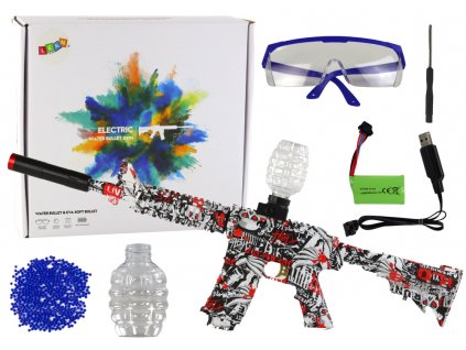 Electric Water Bullet Rifle with Red Grafiti Glasses