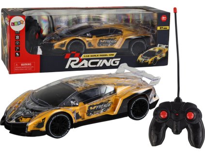 Yellow Remote Controlled RC Sports Car 1:16 Scale Lights