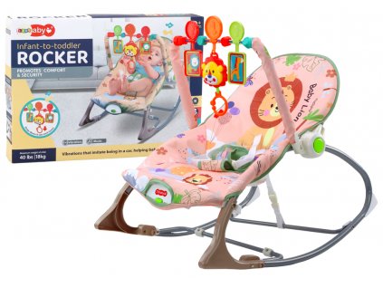 Rocking Chair Bouncer For Baby Vibration Sound Rocking Rocker Pink Lion