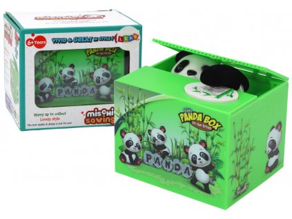 Panda Piggy Bank Learning to Save Teddy Bear Green Box