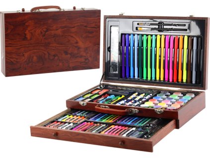 320736 umelecka sada v drevenem kufru 123 prvku