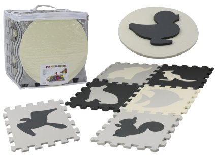 Soft Puzzle Mat Contrasting Educational EVA Foam Gray 28 pieces.