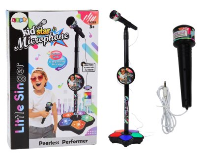 Microphone with Stand for Children, Adjustable, Black