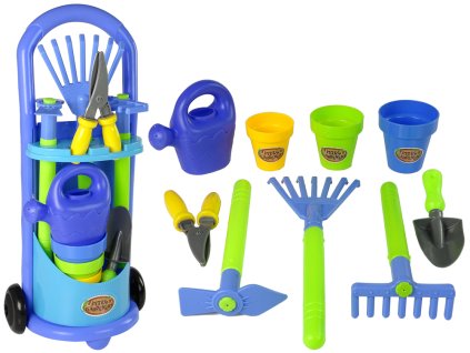 Garden Set in trolley Sandbox Tools Watering can Rake Pot