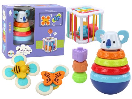 Set of Sensory Toys Koala Tower Educational Cube Spinners