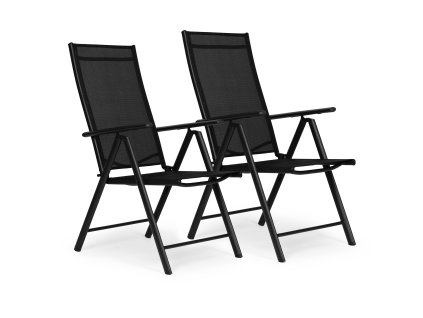 Komplet 2 krzeseł ogrodowych składane stalowe z regulacją oparcia ModernHome - czarne