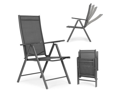 Sada 2 skládacích zahradních židlí s nastavitelným opěradlem ModernHome šedá