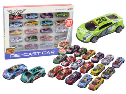 Set of Toy Cars, Spring Springs, Sports Racing Cars 1:64, 20 pcs.