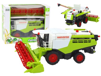 Large Agricultural Combine Harvester. Movable Green Elements