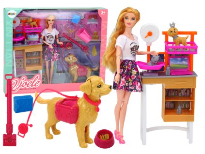 Doll Set With Dogs Cat Vet Accessories